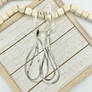 Tessa Silver Snake Chain Drop Hoop Earrings